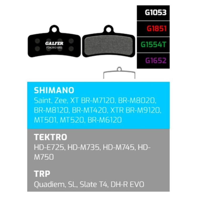 Brzdové destičky Galfer FD426 - Shimano, Tektro, TRP - Směs: Performance