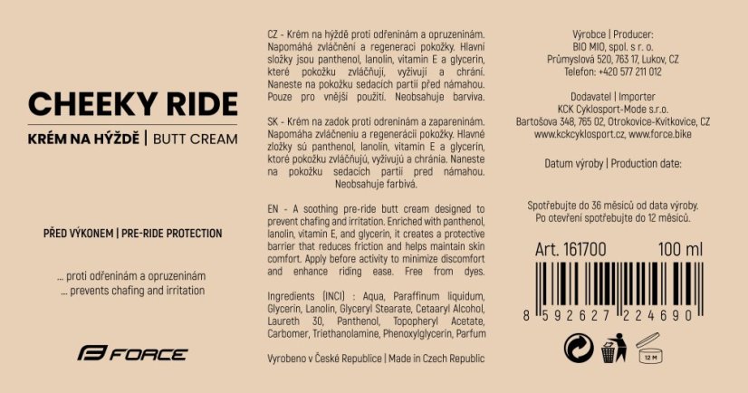 Krém na hýždě Force Cheeky Ride